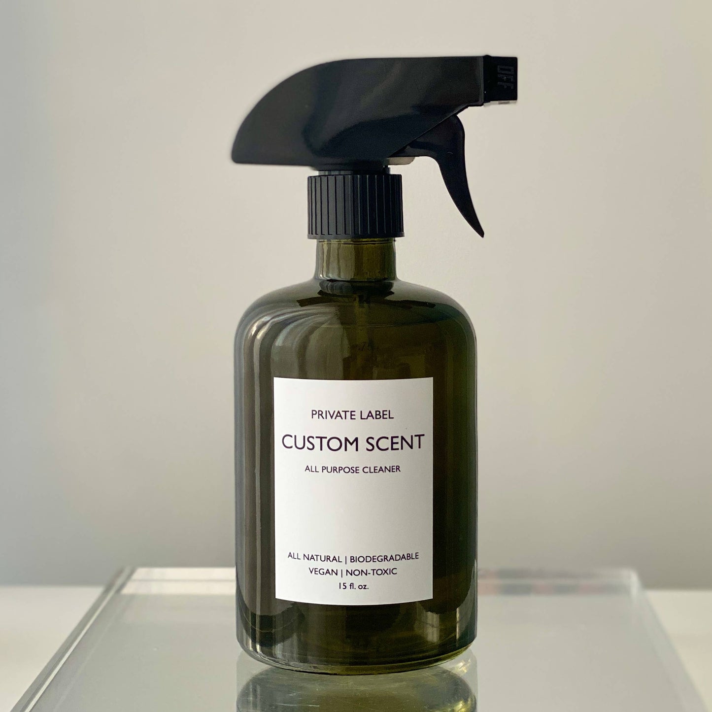 All Purpose Cleaner | Glass | Private Label Custom Scent: Grapefruit / 15 oz green glass bottle