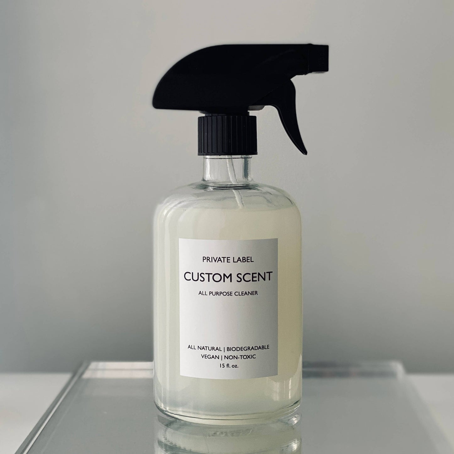 All Purpose Cleaner | Glass | Private Label Custom Scent: Grapefruit / 15 oz green glass bottle