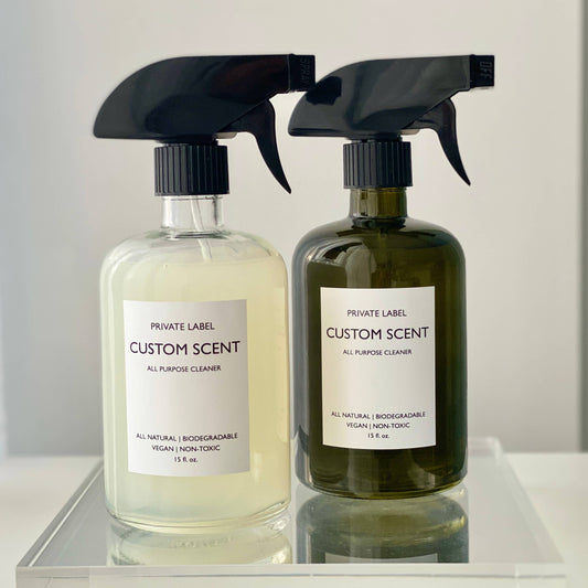 All Purpose Cleaner | Glass | Private Label Custom Scent: Grapefruit / 15 oz green glass bottle