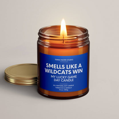 Smells Like A Wildcats Win | Lucky Game Day Candle: Teakwood + Mahogany / 9 oz
