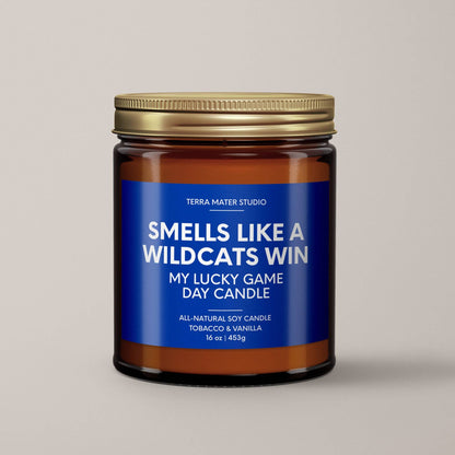 Smells Like A Wildcats Win | Lucky Game Day Candle: Teakwood + Mahogany / 9 oz