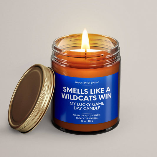 Smells Like A Wildcats Win | Lucky Game Day Candle: Teakwood + Mahogany / 9 oz